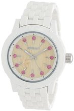 Sprout ST/6803PKWT Pink Swarovski Crystal Accented Bamboo Dial White Corn Resin Bracelet