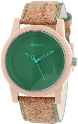 Sprout Unisex ST/5516DGCK Dark Green Dial Cork Strap Eco-Friendly