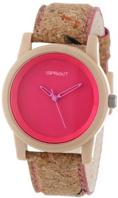 Sprout Unisex ST/5516PKCK Pink Dial Cork Strap Eco-Friendly