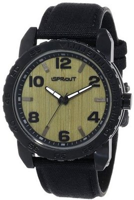 Sprout Unisex ST/7004GYBK Grey Bamboo Dial Black Organic Cotton Strap