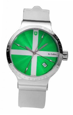 St. Gallen Disinfectable - Color Clean Collection - Mechanical Automatic , 3 Counters Pulsation Calibration, Guilloche In Green Lacquer Dial