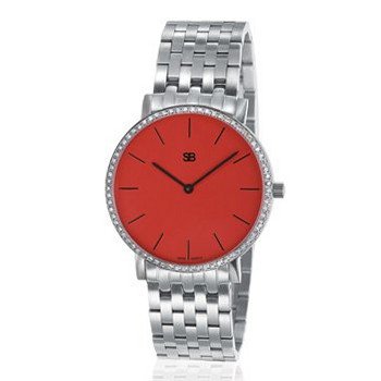 SOB1105/DIA Steel Blaze Ladies , Red Dial, Full Diamond Bezel, Steel Bracelet