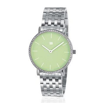 SOB1107/DIA Steel Blaze Ladies , Full Diamond Bezel, Steel Bracelet, Green Dial