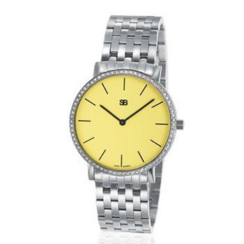 SOB1113/DIA Steel Blaze Ladies , Yellow Dial, Full Diamond Bezel, Steel Bracelet