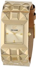 Steve Madden SMW00057-02 Brown Faux Leather and Gold Pyramid Strap