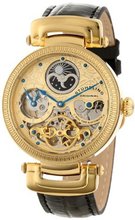 Stuhrling Original 353A.333531 Special Reserve Emperor Magistrate Automatic Skeleton Dual Time Zone Gold Tone