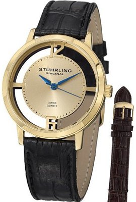 Stuhrling Original 388G2.SET.02 Winchester Cathedral 23k Yellow Gold-Plated Stainless Steel with Additional Leather Strap