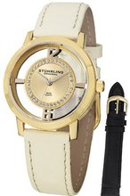 Stuhrling Original 388L2.SET.02 Winchester Tiara 23 Yellow Gold-Plated Stainless Steel and Swarovski Crystal with Additional Leather Strap