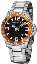 Stuhrling Original 395.33I117 Aquadiver Regatta Champion Professional Diver Swiss Quartz Date Orange Bezel