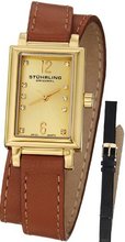 Stuhrling Original 810.SET.02 "Audrey Paris" 23k Yellow Gold-Plated Stainless Steel Set with Interchangeable Leather Straps
