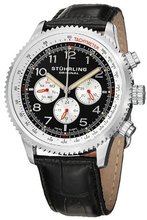 Stuhrling Original 858L.01 "Octane" Concorso Silhouette Stainless Steel and Black Leather