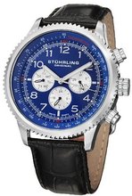 Stuhrling Original 858L.02 "Octane" Concorso Silhouette Stainless Steel and Black Leather with Blue Dial