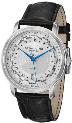 Stuhrling Prestige 383.33152 Prestige Swiss Traveler Quartz World Time Date Stainless Steel