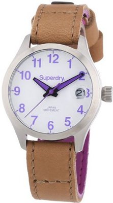 Superdry Ladies Stainless Steel with Leather Strap