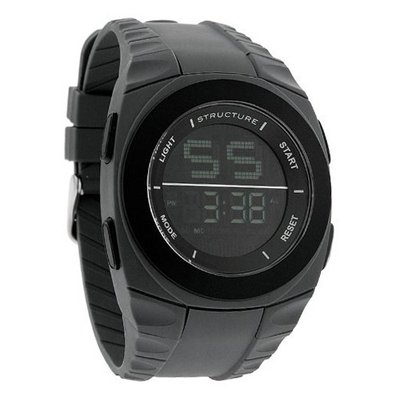 Stucture by Surface XL Gray & Black Rubber Band Digital Quartz 32574