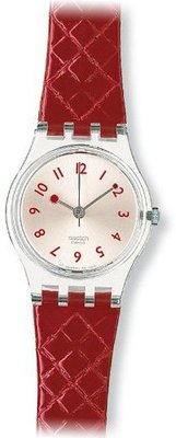 S LK243 strawberry jam silver dial red leather strap women NEW