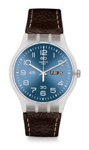 S SUOK701 Daily Friend Blue Day Date Dial Brown Leather Unisex NEW