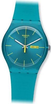 uSwatch S SUOL700 Quartz Turquoise Dial Measures Seconds Plastic 