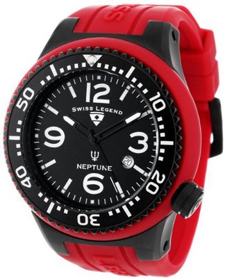 Swiss Legend 21818S-F-TBB Neptune Black Dial Maroon Silicone