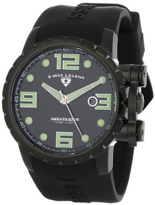 Swiss Legend 30021-BB-01 Ambassador Black Dial and Black Silicone