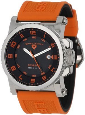 Swiss Legend 40030-01-OAS Sportiva Black Textured Dial Orange Silicone