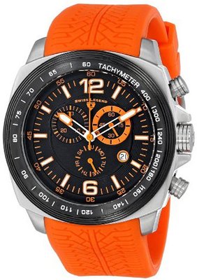 Swiss Legend "Sprinter" Stainless Steel and Black Ion Plating Orange Silicone