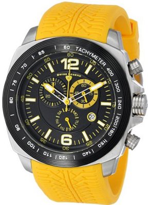 Swiss Legend "Sprinter" Stainless Steel and Black Ion Plating Yellow Silicone