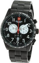 Swiss Military Calibre 06-5R4-13-007 Red Star Black Dial IP Bezel Chronograph Steel Date