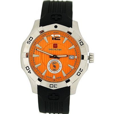 Swiss Military Immersion Orange Dial Date Black Rubber Gents SM06-412