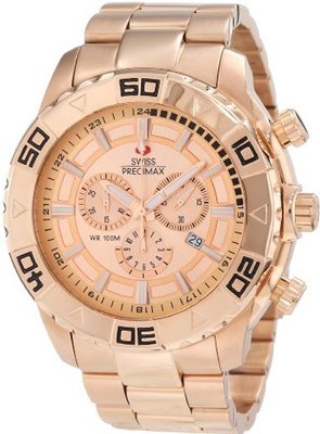 Swiss Precimax SP12158 Valor Elite Gold Dial with Rose-Gold Stainless Steel Band