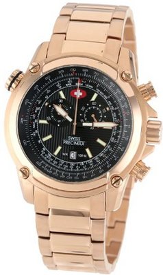Swiss Precimax SP13079 Squadron Pro Black Dial with Rose-Gold Stainless-Steel Band