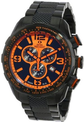 Swiss Precimax SP13126 Deep Blue Pro III Orange Dial Black Stainless-Steel Band