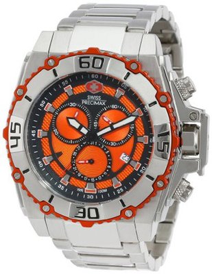 Swiss Precimax SP13176 Tactical Pro Orange Dial Silver Stainless-Steel Band