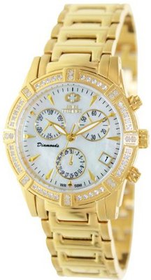 Swiss Precimax SP13301 Desire Elite Diamond Mother-Of-Pearl Dial Gold Stainless Steel Band