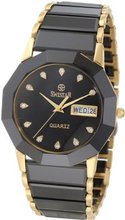 Swistar 44226-M Bk Swiss Quartz Scratch Resistant Ceramic And Yellow Gold Plated Stainless Steel Dress
