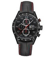 Tag Heuer Carrera 1887 Chronograph Automatic Black Dial Black Leather Mems CAR2A80FC6237