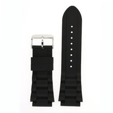 Band Silicone Link Rubber Heavy Black Strap Waterproof Stainless Buckle 22 millimeters