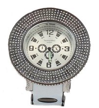 Removable Gunmetal Tone Bezel, 5 Row Rhinestone-accented Hip Hop Bling -Over Size