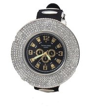 Removable Silver Tone Bezel, 5 Row Rhinestone-accented Hip Hop Bling -Over Size
