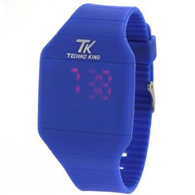 Techno King Digital Band in Blue - Press to Show/Hide Time and Date