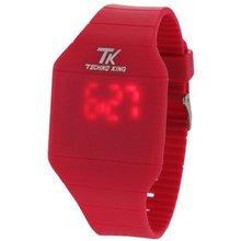 Techno King Digital Band in Fuchsia - Press to Show/Hide Time and Date