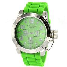 Techno King in Green Silicone Bands and Dial - Mini Dial Displays do not Function