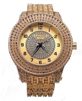 Totally Iced Out Pave Gold Tone Hip Hop Bling Bing -Large Size