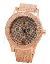 Totally Iced Out Pave Rose Gold Tone Hip Hop Bling Bing -Large Size