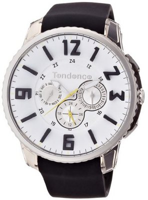 Tendence Slim -Pop Multifunctional Unisex Quartz with White Dial Analogue Display and Black Plastic or PU Strap TG165002