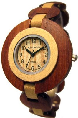 Tense Sandalwood & Maple Retro Round Analog Ladies Rare Wood L8205SM