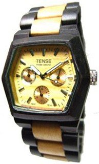 Tense Two Tone Wood Triple Dial Hexagon Walnut/Maple G8303WM LF