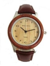 Tense Unisex Round Rose Wood w/ Leather Band G7511RS