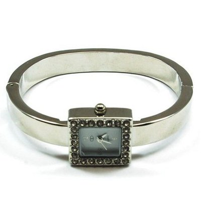 The Olivia Collection Silver Tone Cz Set Square Bangle Ladies Dress