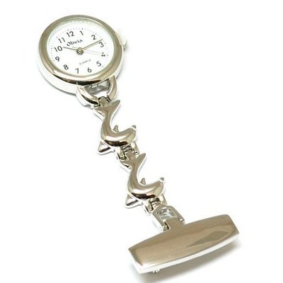 The Olivia Collection White Dial Dolphin Nurses Fob TOC07